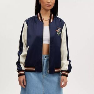 Coach Floral Appliqué Reversible Bomber Jacket